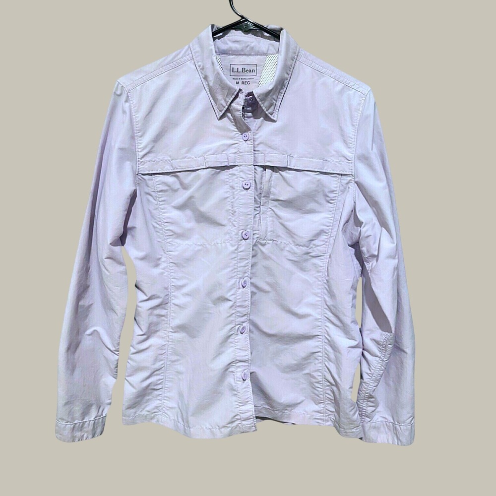 LL Bean Womens Lavender Long Sleeve Hiking Shirt Ventilated Active Outdoors M - Picture 1 of 5